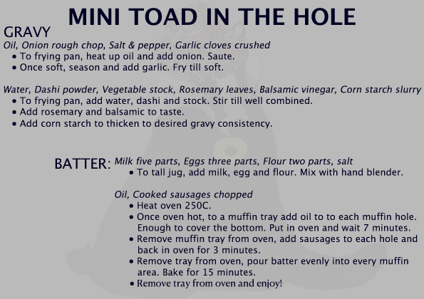 Recipe of mini toad in the hole